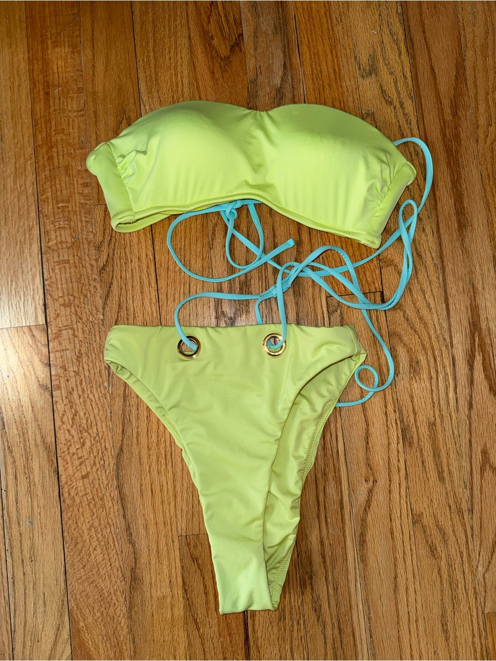 Victoria's Secret Lime Green Bikini with Aqua Trim